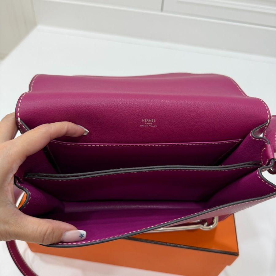 hermes 愛馬仕 roulis mini 海葵紫 豬鼻子 斜背包 肩背包 側背包-22
