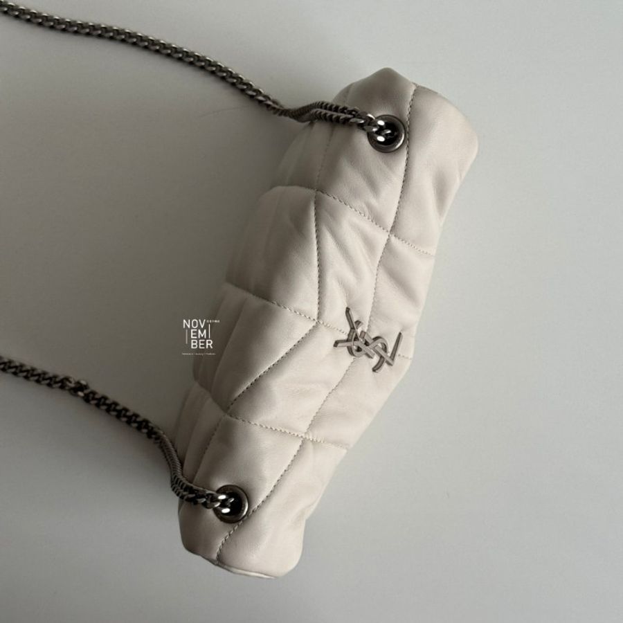 99新🆕 Saint Laurent YSL 聖羅蘭 Puffer Toy 白色銀釦-4