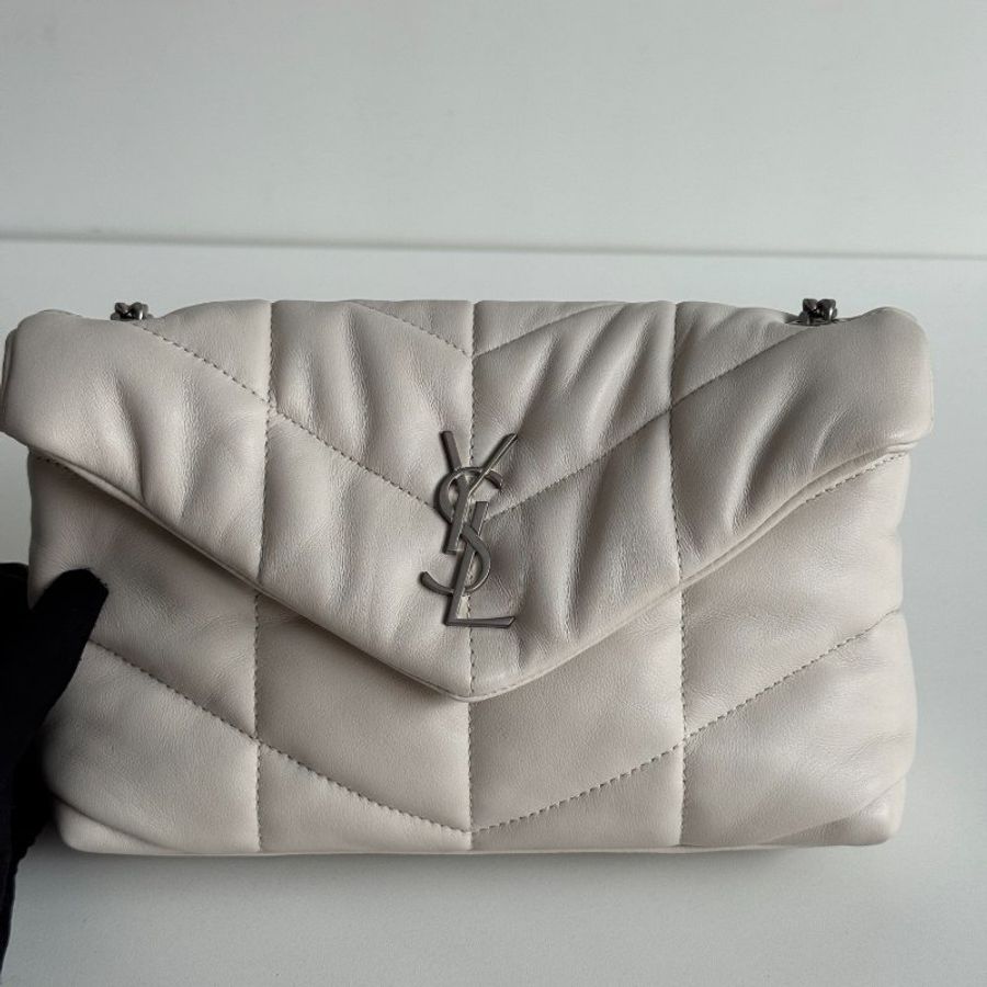 99新🆕 Saint Laurent YSL 聖羅蘭 Puffer Toy 白色銀釦-7