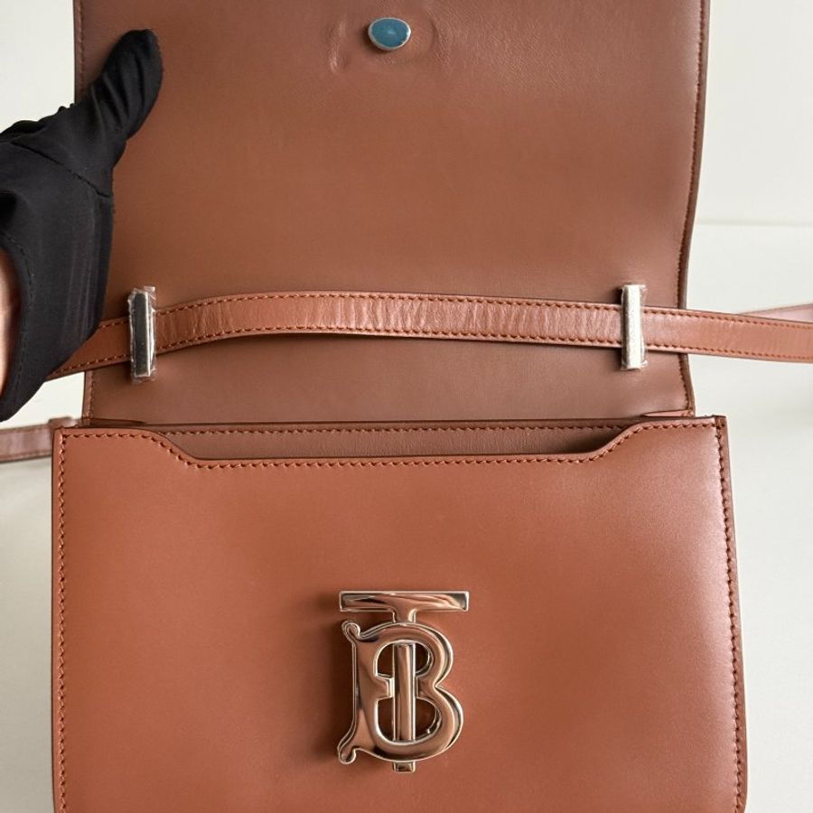 99新🆕 Burberry 博柏利 TB Bag 棕色銀釦-13