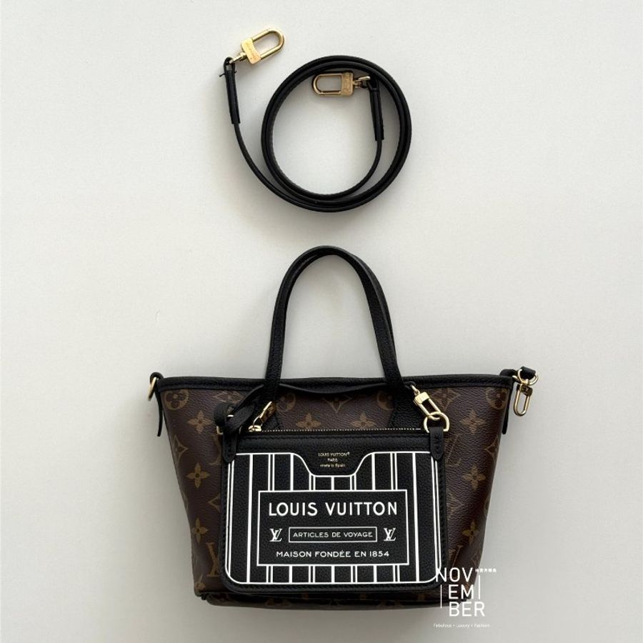 98新🖤 全配有購證🙌🏻 Louis Vuitton LV 路易威登 Neverfull Inside Out BB 黑老花-6