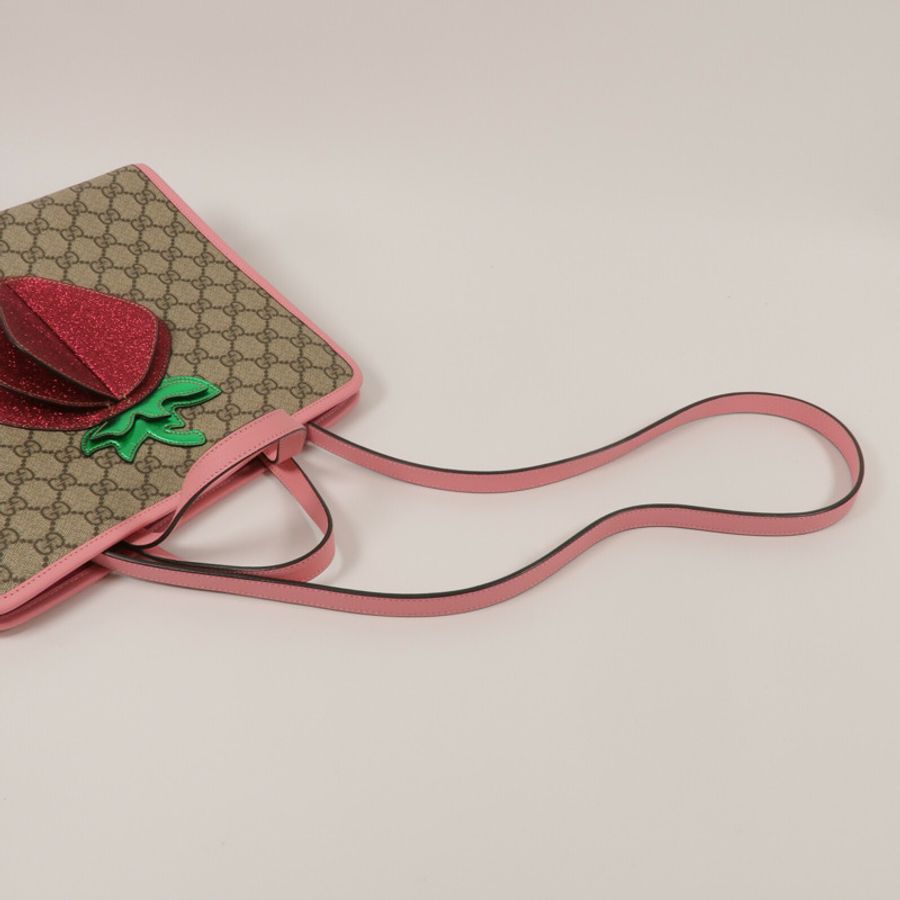 GUCCI 塗層帆布3D Strawberry GG Supreme Shoulder Tote手挽肩背兩用袋-7