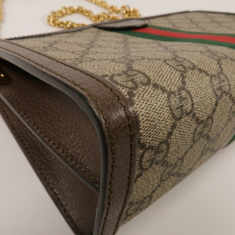 GUCCI 塗層帆布Ophidia GG鏈帶肩背袋-12