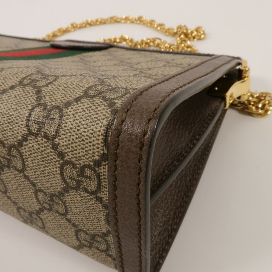 GUCCI 塗層帆布Ophidia GG鏈帶肩背袋-13