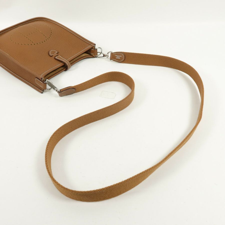 HERMES Clemence皮革Evelyne TPM肩背袋Gold-11