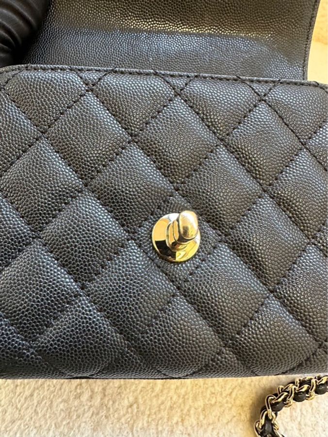 Chanel/香奈兒 黑金荔枝牛皮 Cocohandle mini 晶片款 99新-20