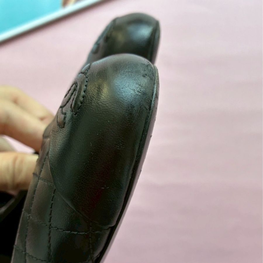 Chanel 黑色菱格紋娃娃鞋36.5-19