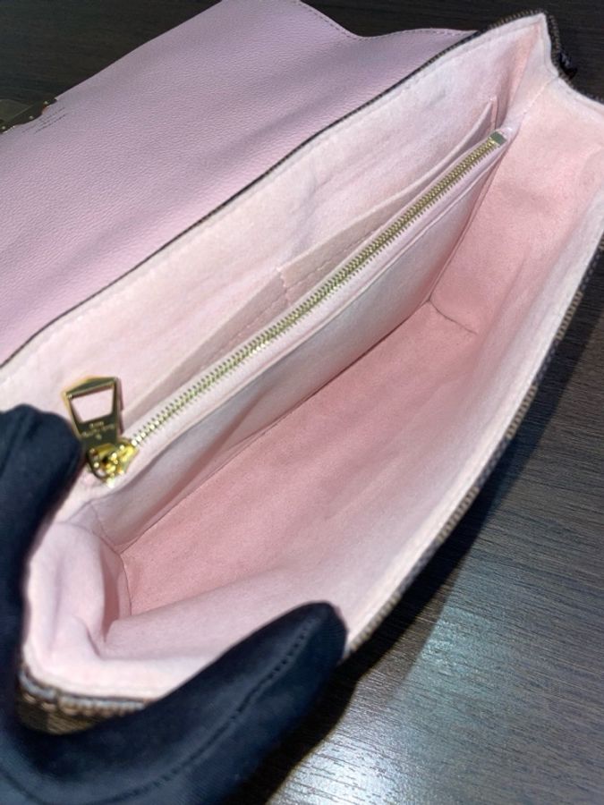 Louis Vuitton 路易威登 棋盤格拼粉 郵差包 附肩帶 24.5*6.5*16-7