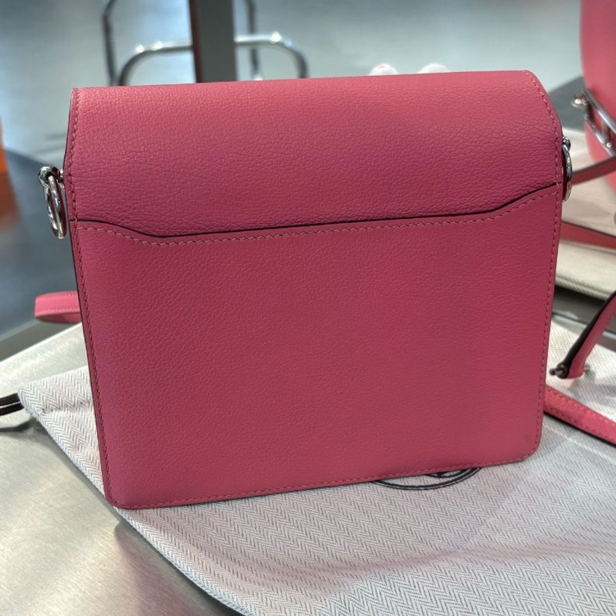 Hermes roulis mini 豬鼻子19 8W唇膏粉銀扣 ec皮-4