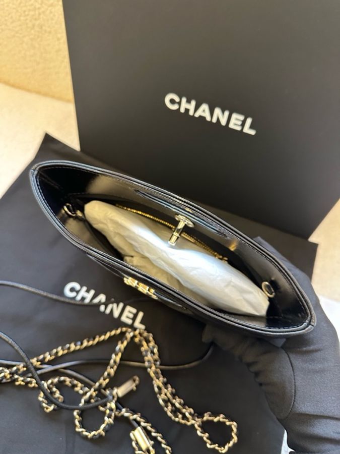 Chanel香奈兒 31bag 黑色菱格紋油蠟皮 25年晶片款 淡金扣 菱格紋 羊皮材質 金鏈 鏈條單肩斜挎手提包 迷你 女款 黑色-12