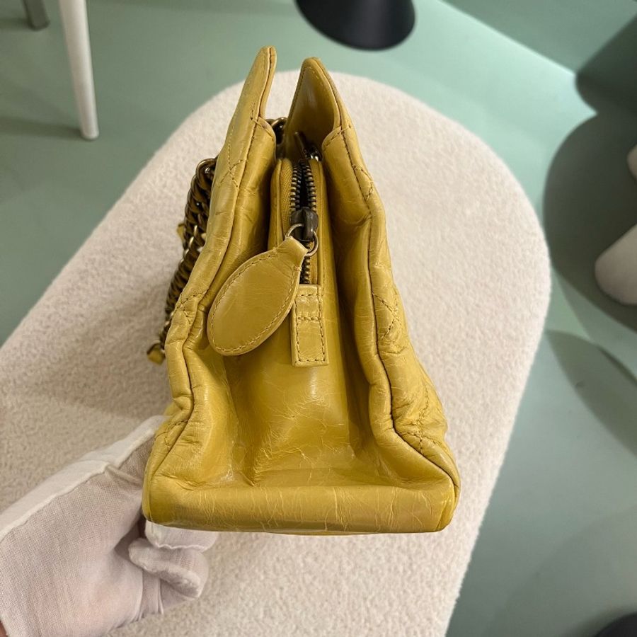 Chanel 孟買系列托特包 油蠟牛皮 黃色銀扣-5