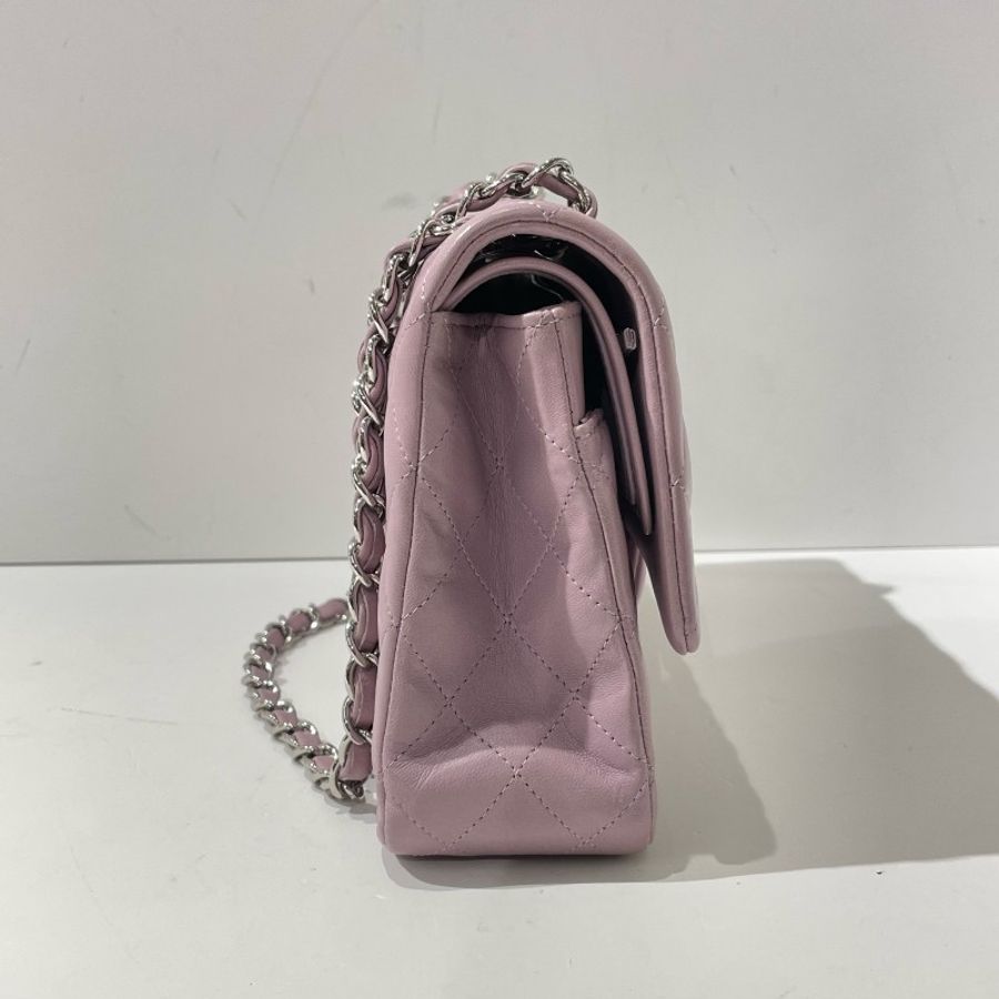 Chanel CF中號 香芋紫雙蓋銀扣-1