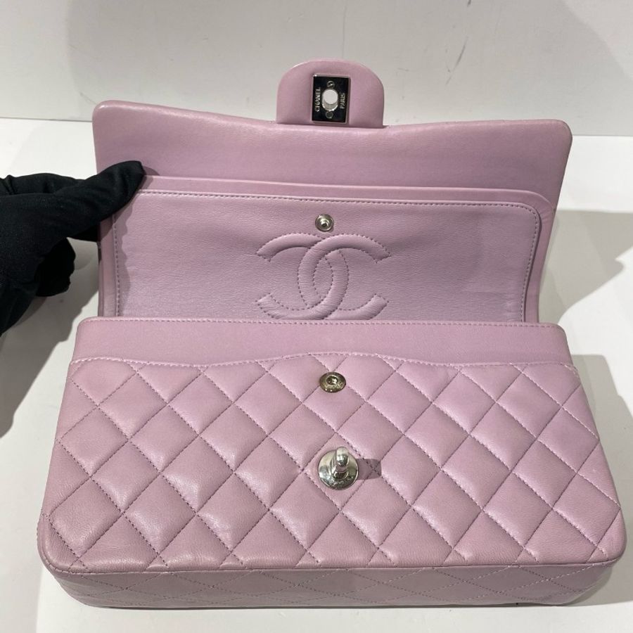 Chanel CF中號 香芋紫雙蓋銀扣-8