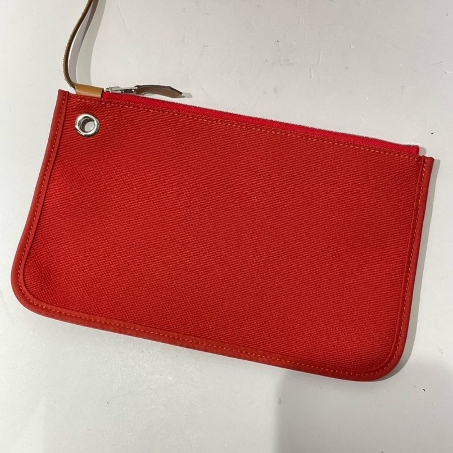 Hermes愛馬仕 herbag31 紅色棕皮銀扣 A刻 帆布拼皮-8