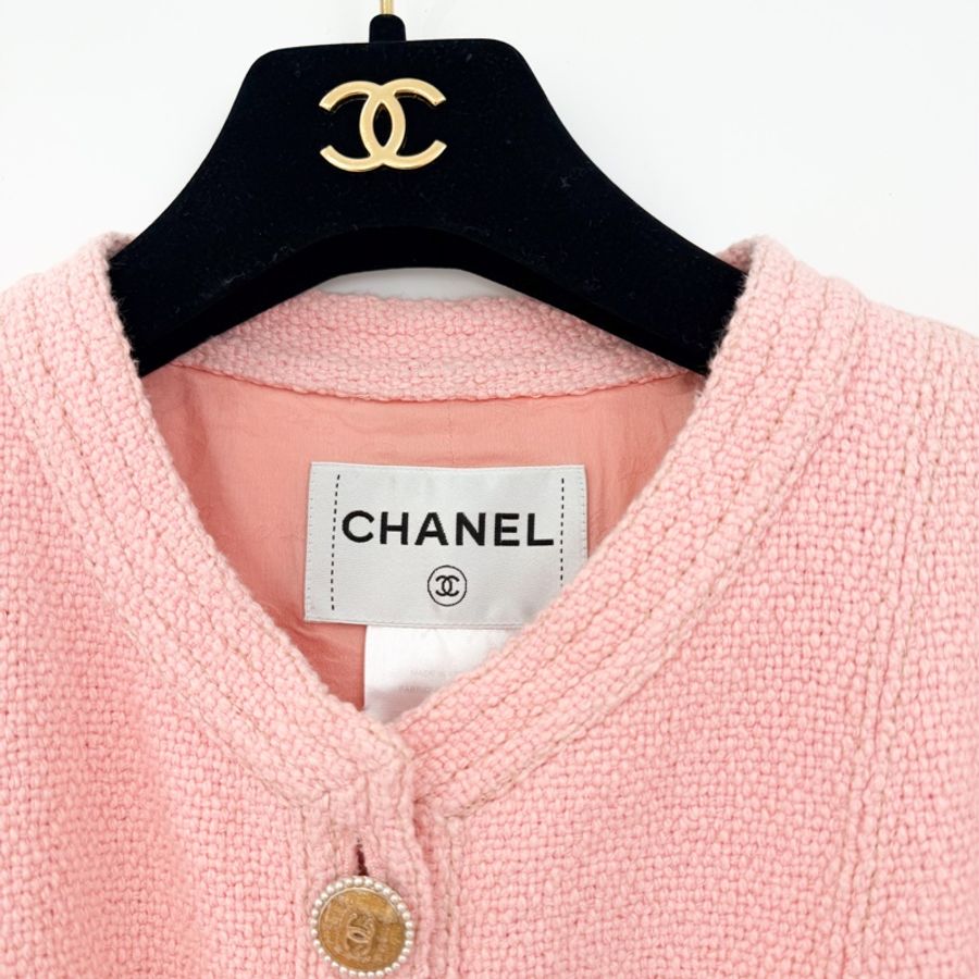 Chanel圓領金扣tweed外套-3