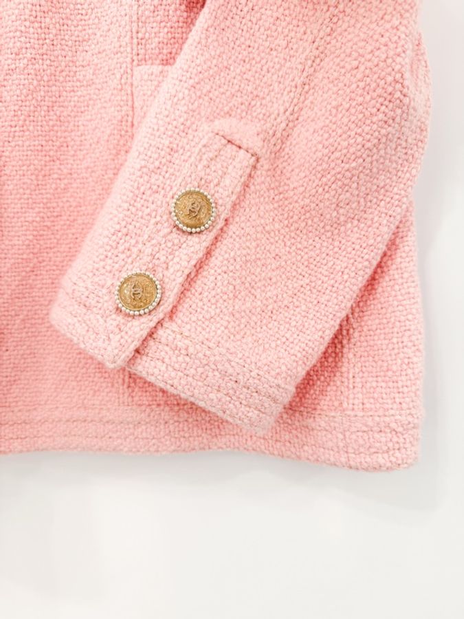 Chanel圓領金扣tweed外套-7