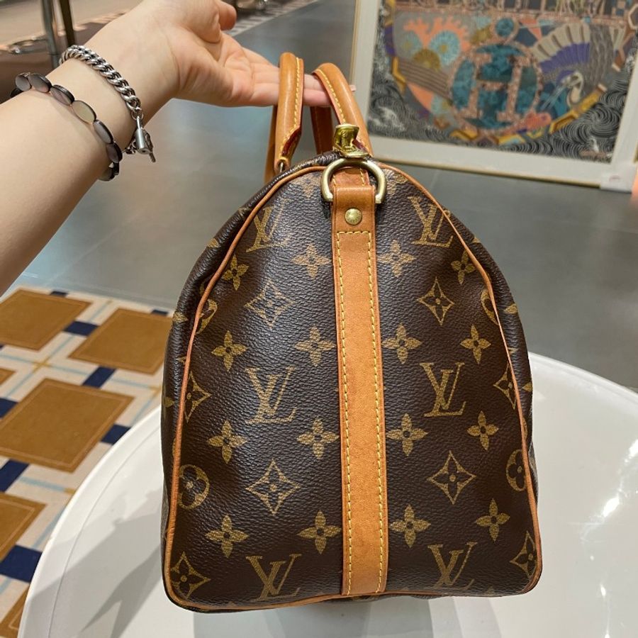 LV路易威登Speedy30老花肩带款斜挎包30*22*17-22