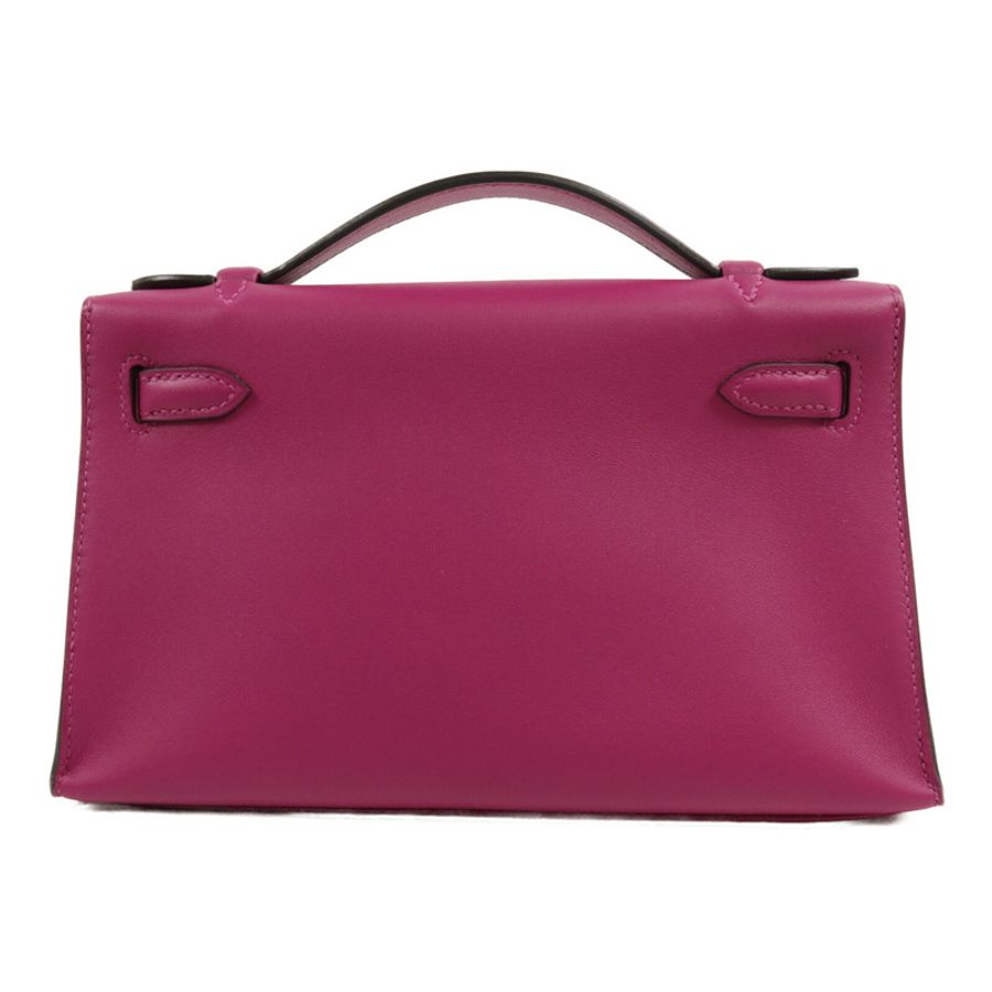 HERMES Swift皮革Kelly Pochette手挽袋Rose Purple-1