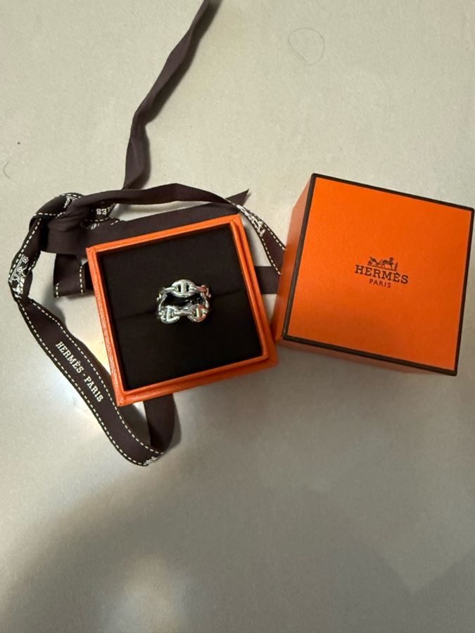 💖 Hermes 豬鼻 雙層 戒指💖 54號 全新全配-1