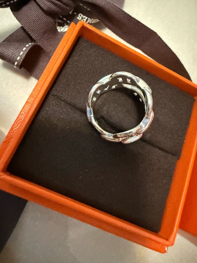 💖 Hermes 豬鼻 雙層 戒指💖 54號 全新全配-2