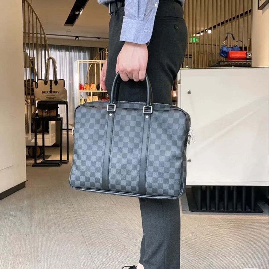 LV Damier Graphite 黑色棋盤格 公事包 手提包 電腦包-5