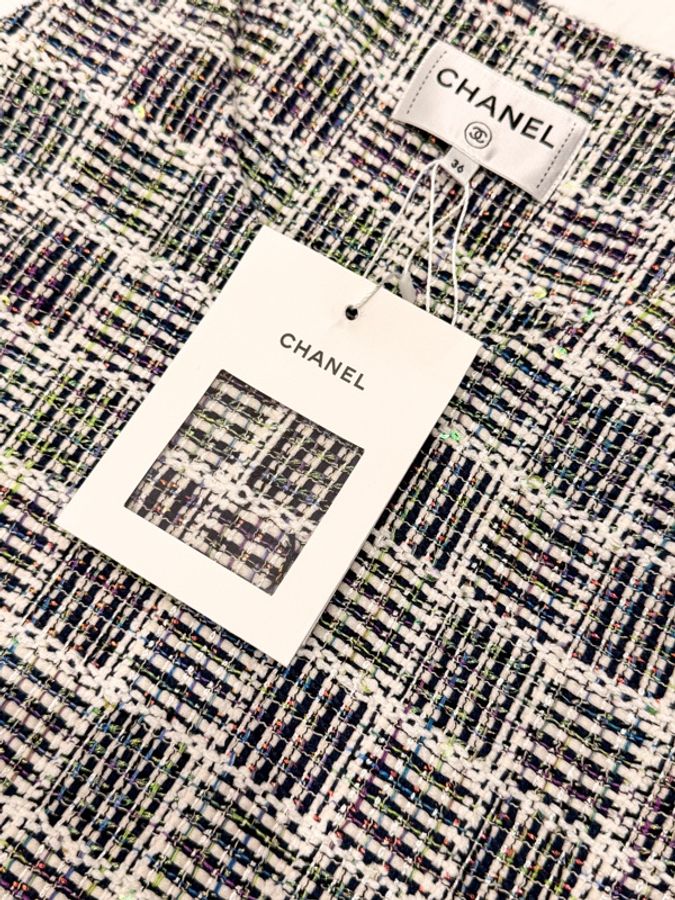 Chanel亮絲格紋tweed背心裙-3