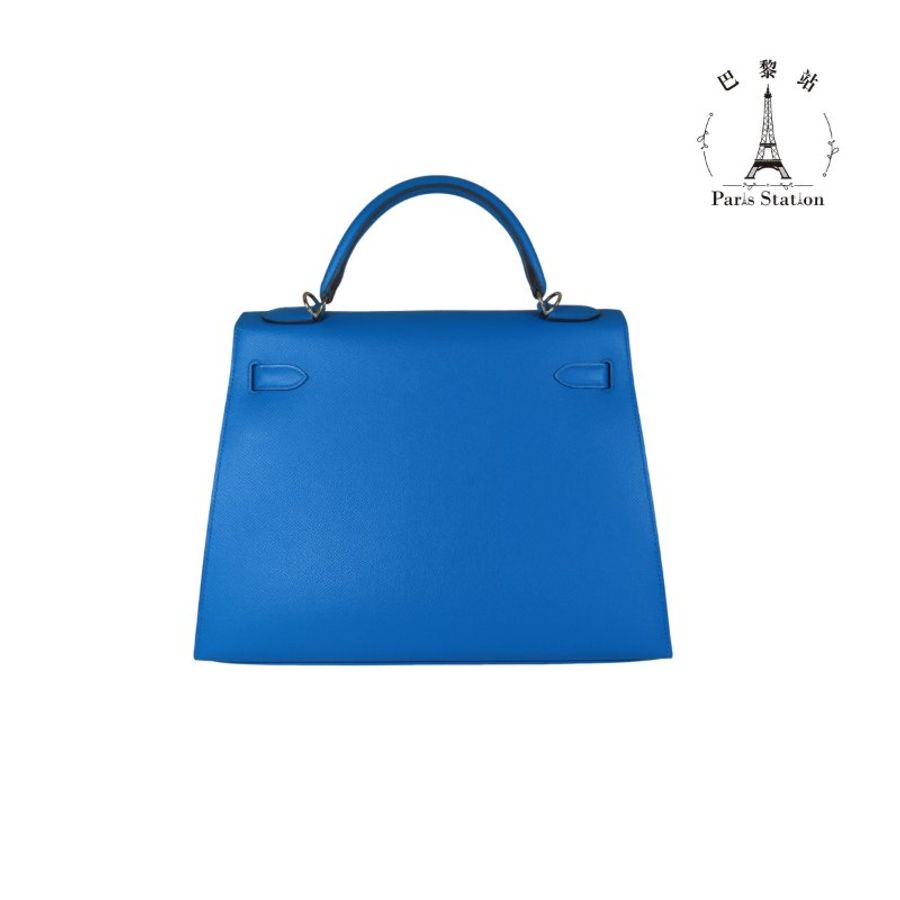 【巴黎站二手名牌專賣店】*現貨*HERMES 愛馬仕 真品*A刻 KELLY32 藍色外縫銀釦 手提包 肩背包-1