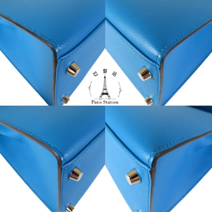【巴黎站二手名牌專賣店】*現貨*HERMES 愛馬仕 真品*A刻 KELLY32 藍色外縫銀釦 手提包 肩背包-4