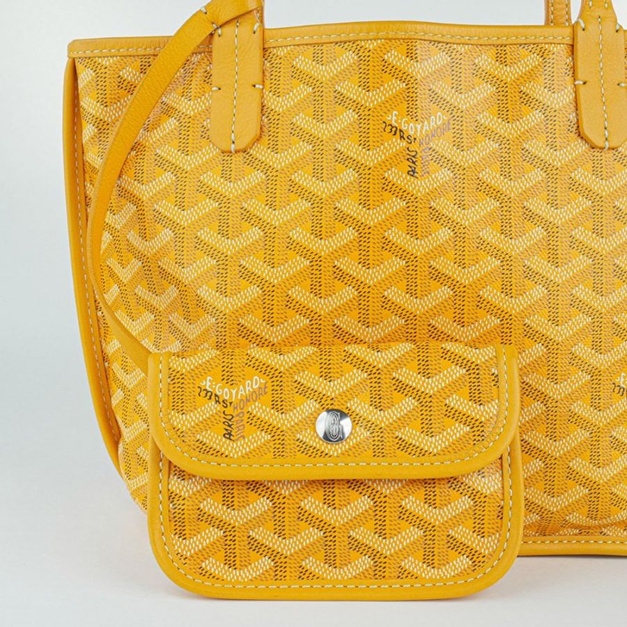 GOYARD 高雅德 Anjou Mini 托特包 亮黃色 雙面老花子母包 帆布/牛皮 手提肩背包｜KÉSH 凱仕精品-10