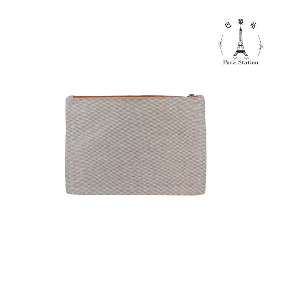 【巴黎站二手名牌專賣店】*現貨*HERMES 愛馬仕 真品*Yachting 橘字 帆布扁平收納包 化妝包-1