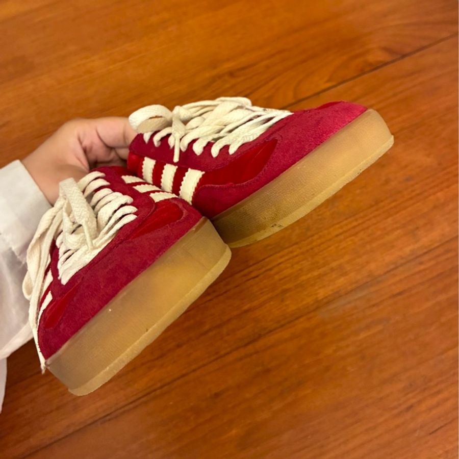 Gucci x愛迪達 紅色麂皮休閒鞋-4
