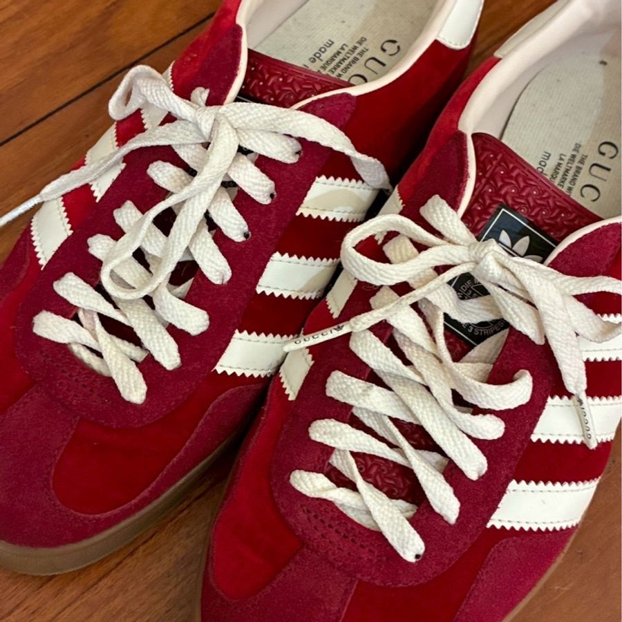 Gucci x愛迪達 紅色麂皮休閒鞋-25