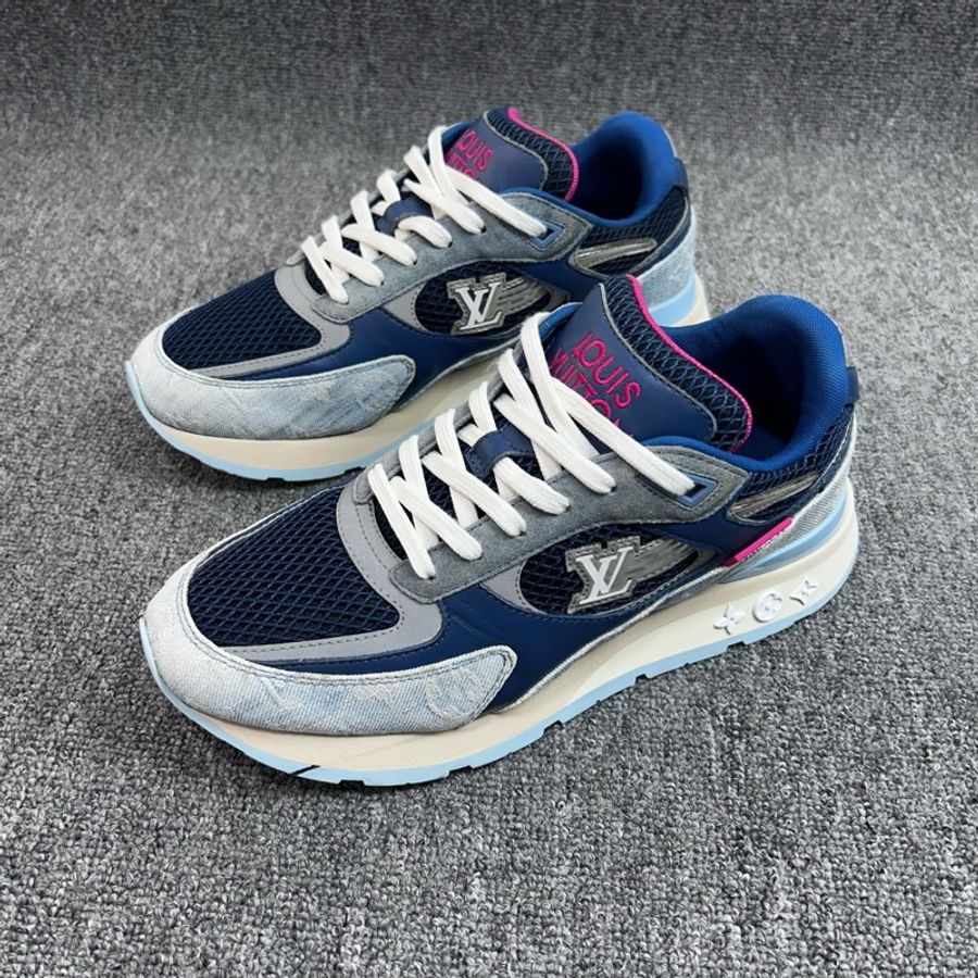 Louis Vuitton 路易威登 LV Runaway 老花 丹寧牛仔 藍色休閒運動鞋/40碼-0