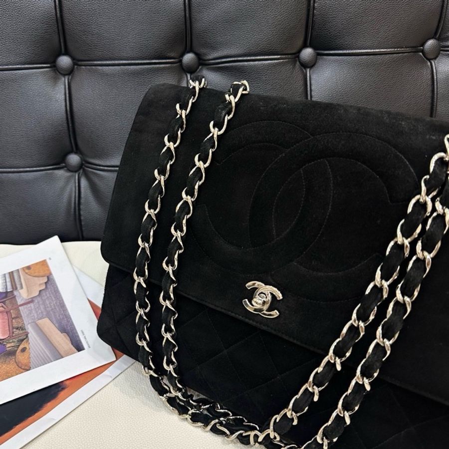 Chanel vintage 香奈兒中古黑銀雙c貝嫂 氣場十足浮雕貝嫂34 無敵氣質款-4