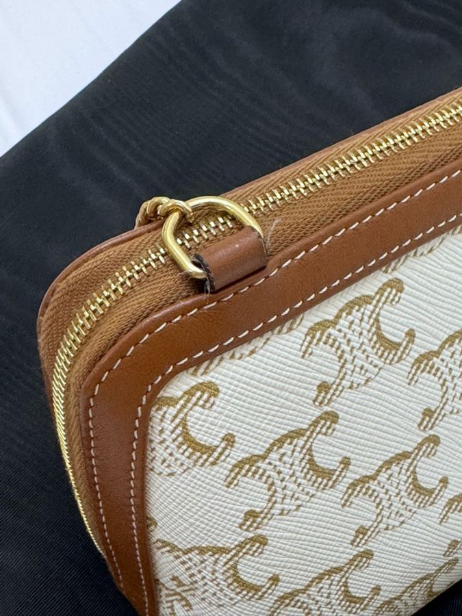 CELINE 白荖花凱旋門貝殼包化妝包鏈條包-15