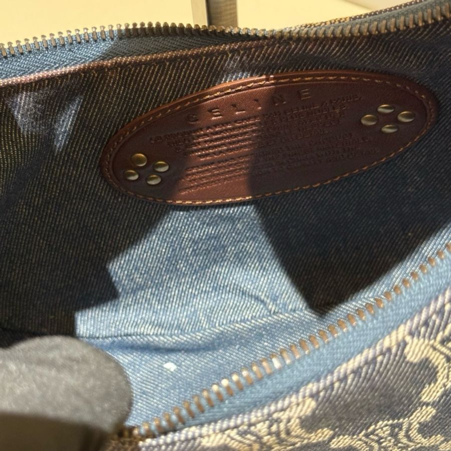 Celine 賽琳vintage TRIOMPHE牛仔布 腋下包-5