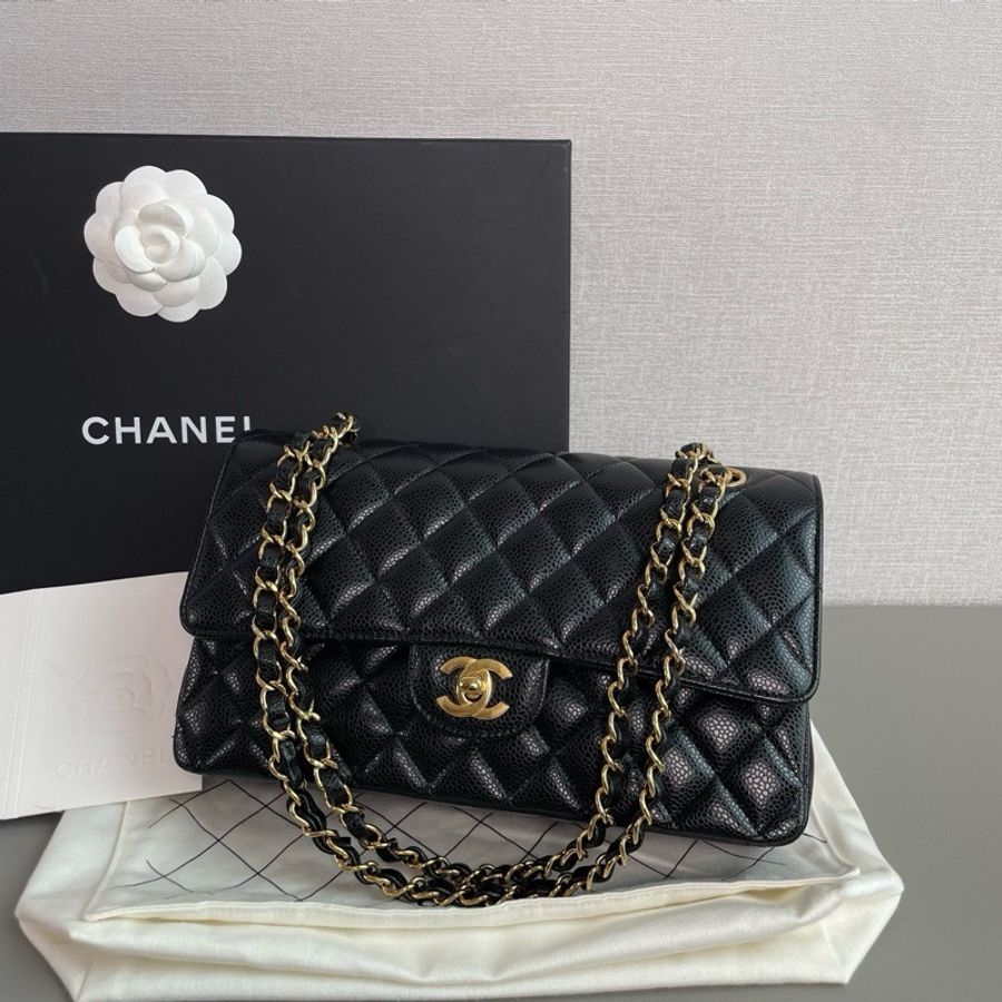 💎Chanel香奈兒|黑金荔枝皮cf中號|99新芯片款-3