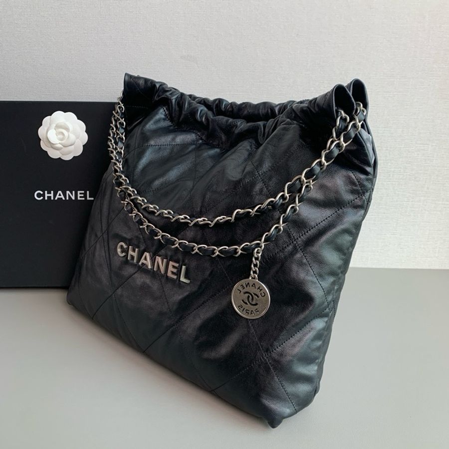 💎Chanel香奈兒|22bag黑銀中號垃圾袋|98新芯片款-4