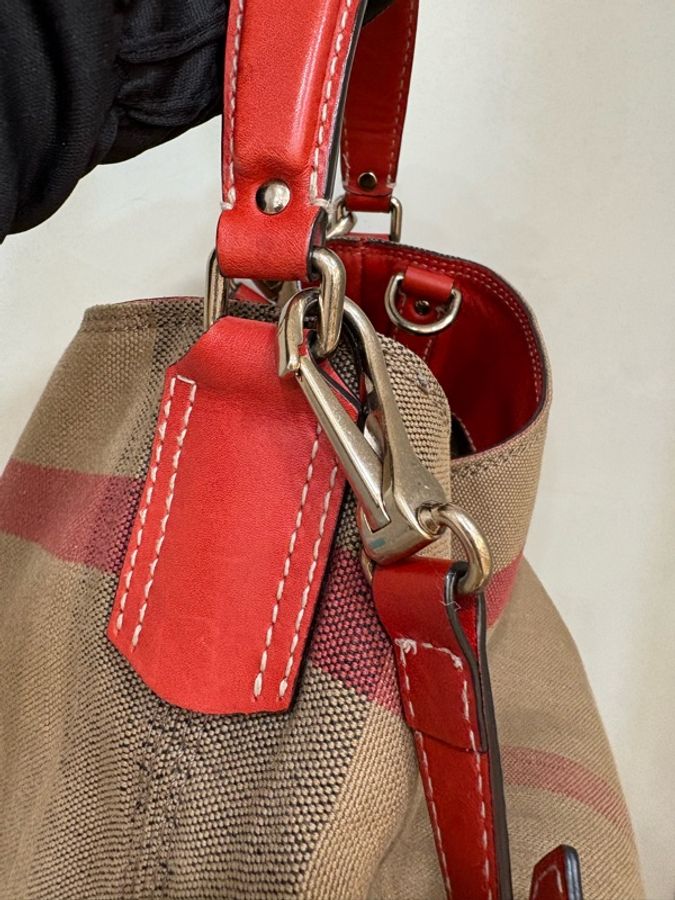Burberry 帆布紅色子母水桶包 千頌伊款-1