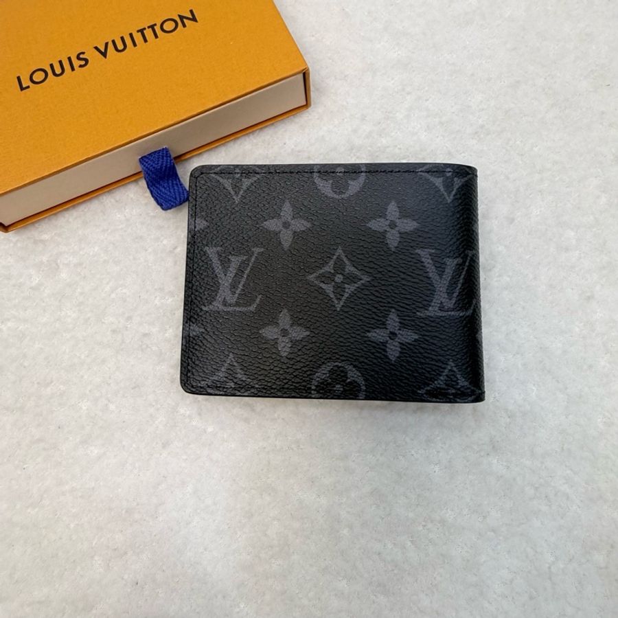 Lv黑灰原花對開8卡Slender短夾-1