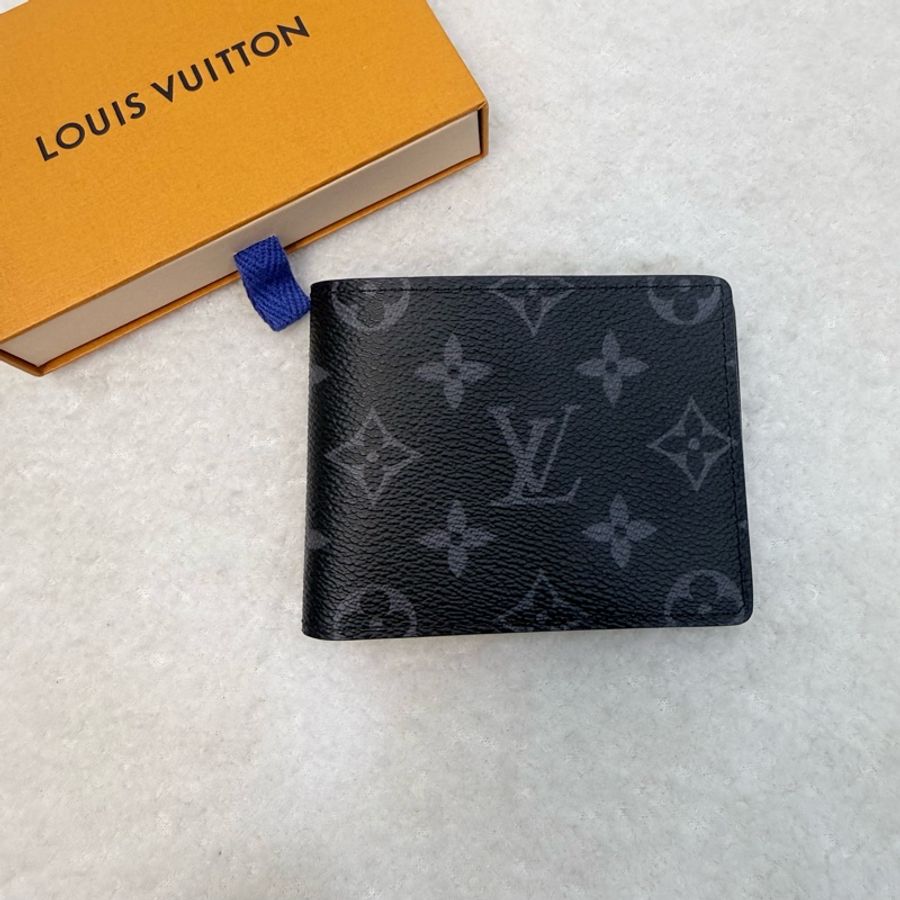 Lv黑灰原花對開8卡Slender短夾-8