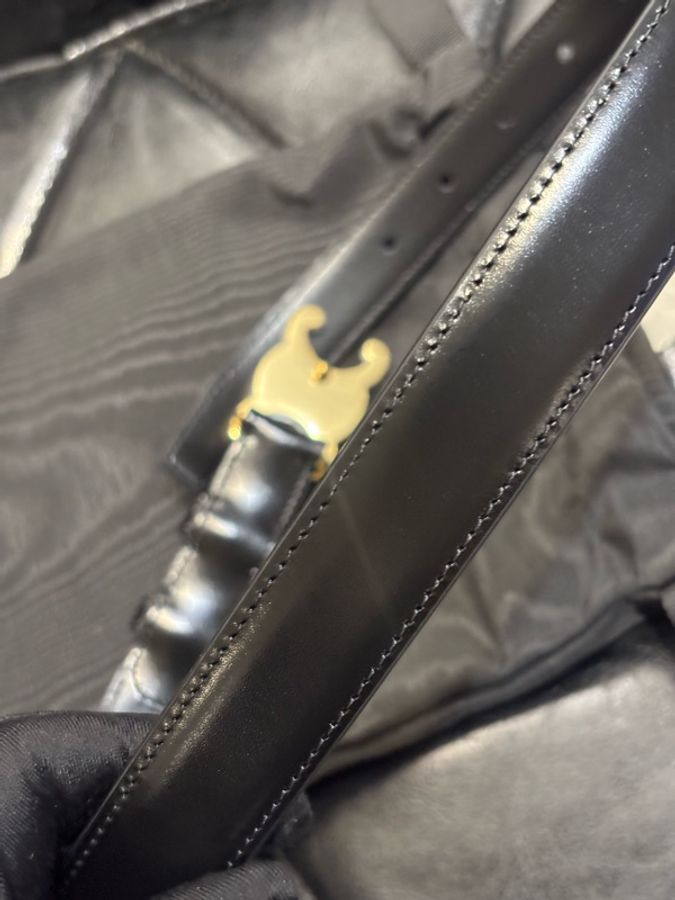 Celine 凱旋門 黑金 皮帶/腰帶 寬2.5 尺寸75-12