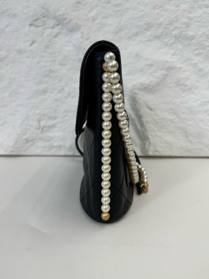 Chanel • 稀有黑金珍珠鏈條口蓋包 🈶保卡-7