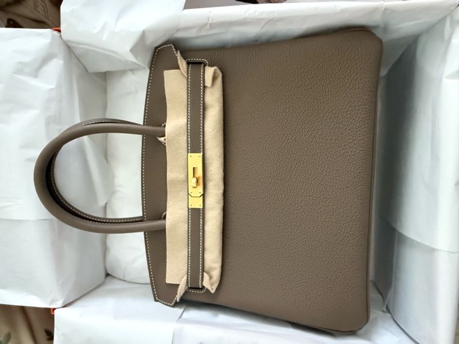 🎀 全新Hermes 愛馬仕 BIRKIN 30 🤎大象灰 金扣 togo皮-4
