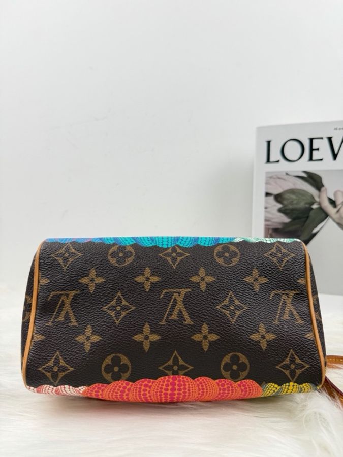 Louis Vuitton路易威登 草間彌生系列 speedy20南瓜彩繪 手拎斜挎包 無鎖跟鑰匙。-4