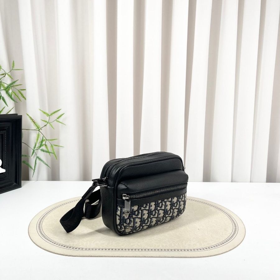 DIOR Rider拉鍊信使包 經典刺繡拼黑-3