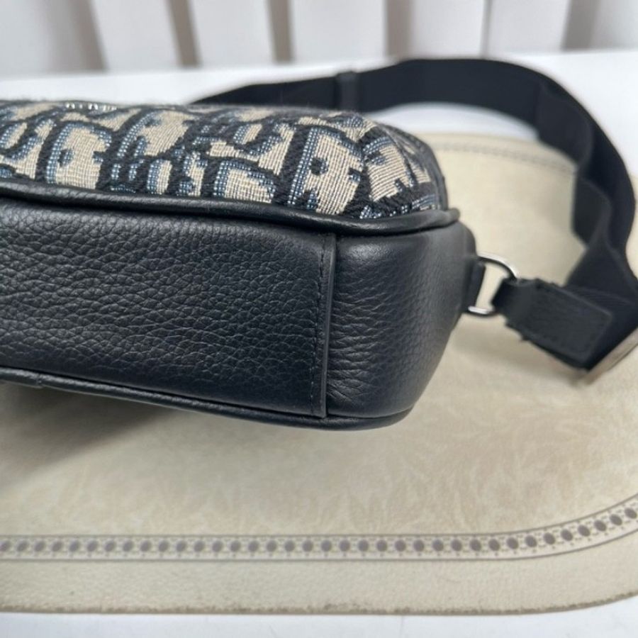DIOR Rider拉鍊信使包 經典刺繡拼黑-6