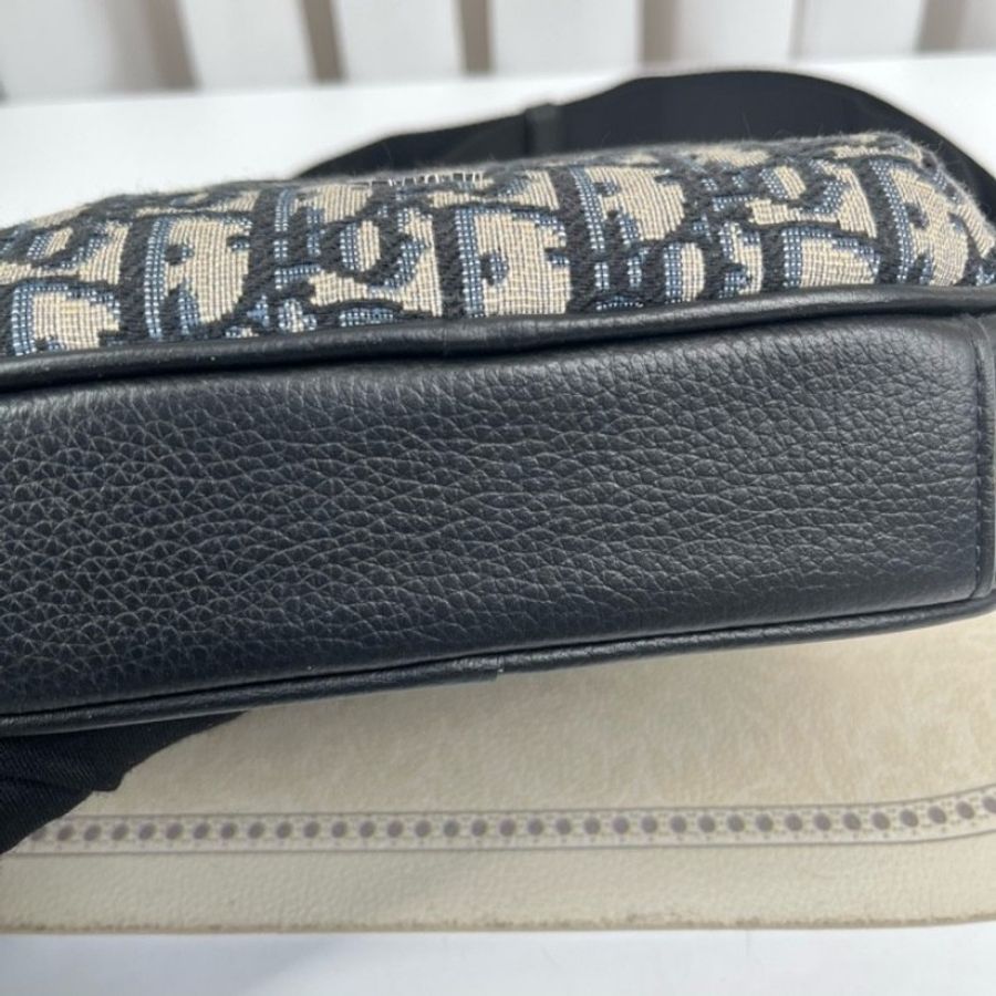 DIOR Rider拉鍊信使包 經典刺繡拼黑-7