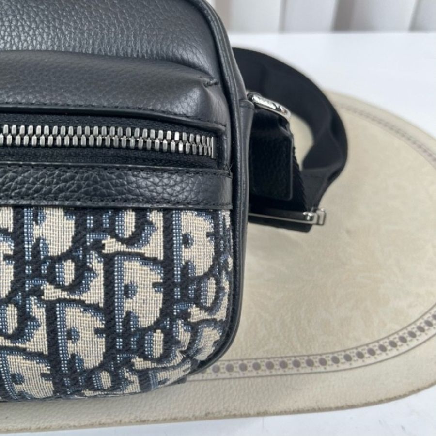 DIOR Rider拉鍊信使包 經典刺繡拼黑-9