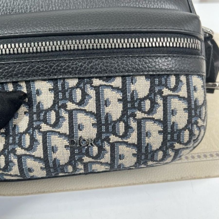 DIOR Rider拉鍊信使包 經典刺繡拼黑-10